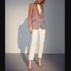 $1648 Escada Multi Tweed Brown Overflow Blazer Baurent Jacket size 44/12